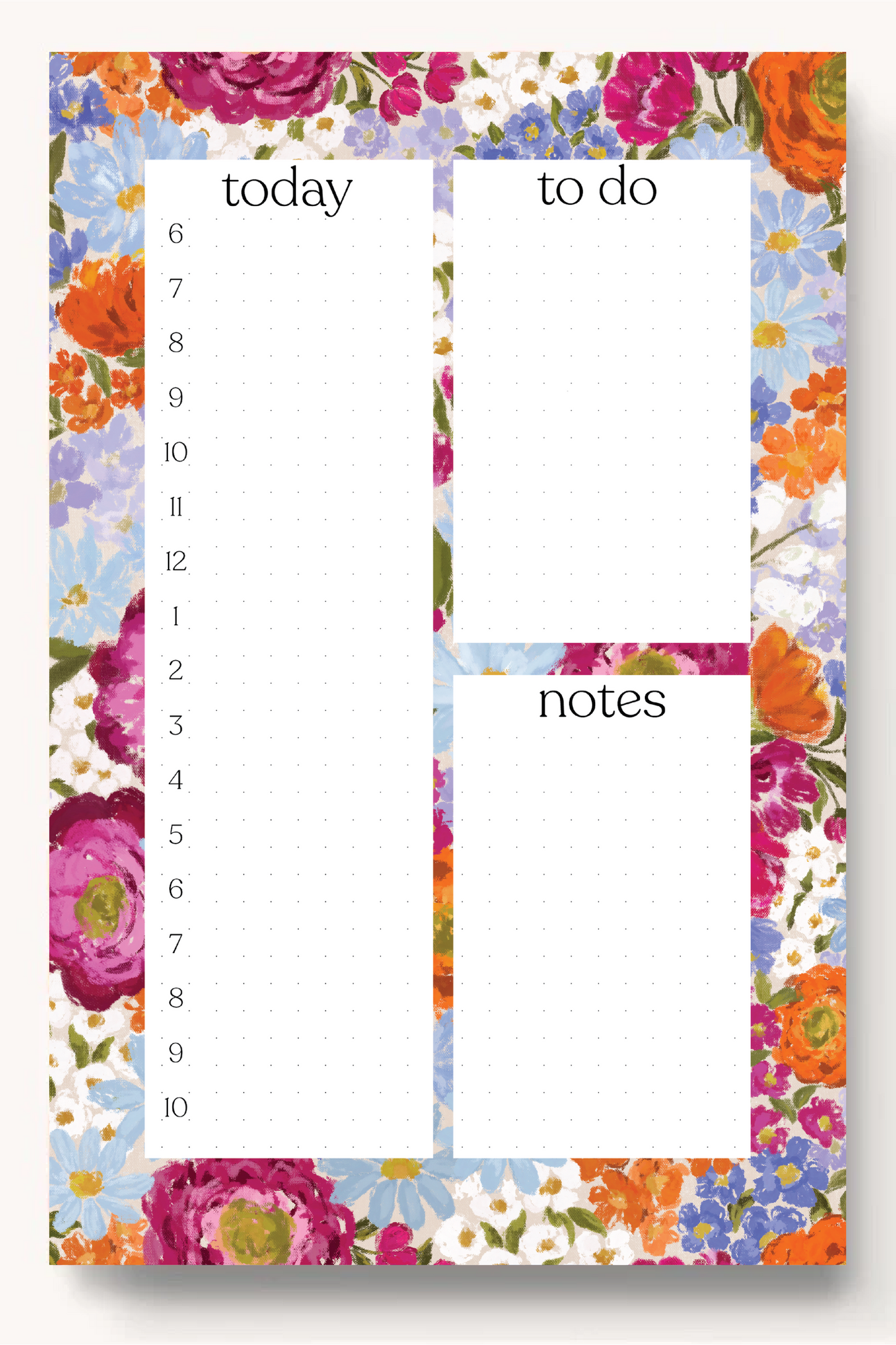 Floral Daily Planner Notepad: Sunny Poppies