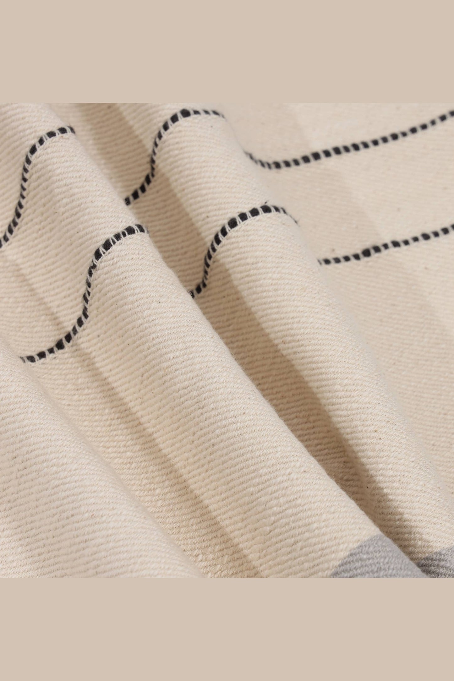 Transitional Hand-Woven Modern Striped Cotton Throw Pillow: Ivory/Brown / Pillow- Poly Filled