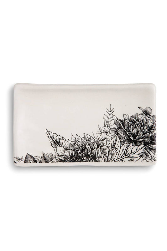 Black Floral Rectangle Spoon Rest
