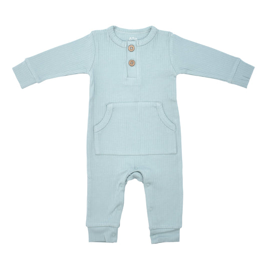 Robbins Egg Baby Ribbed Playsuit with Pockets: 12-18 Months