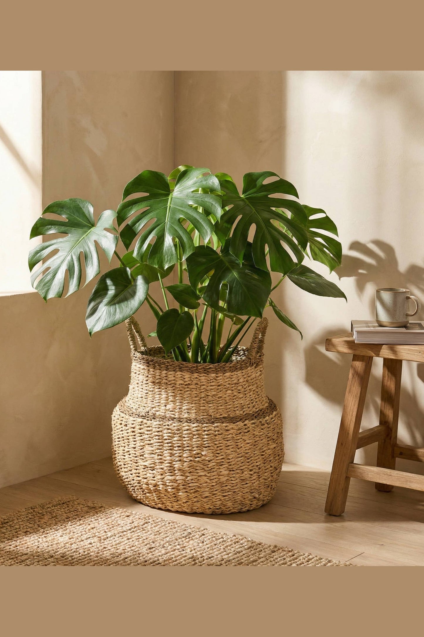 Large Seagrass And Palm Leaf Belly Basket