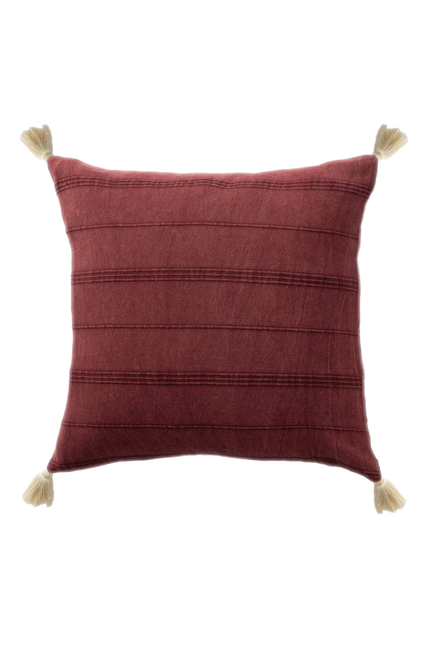 Starlin Subtle Striped Organic Turkish Cotton Throw Pillow: Burgundy