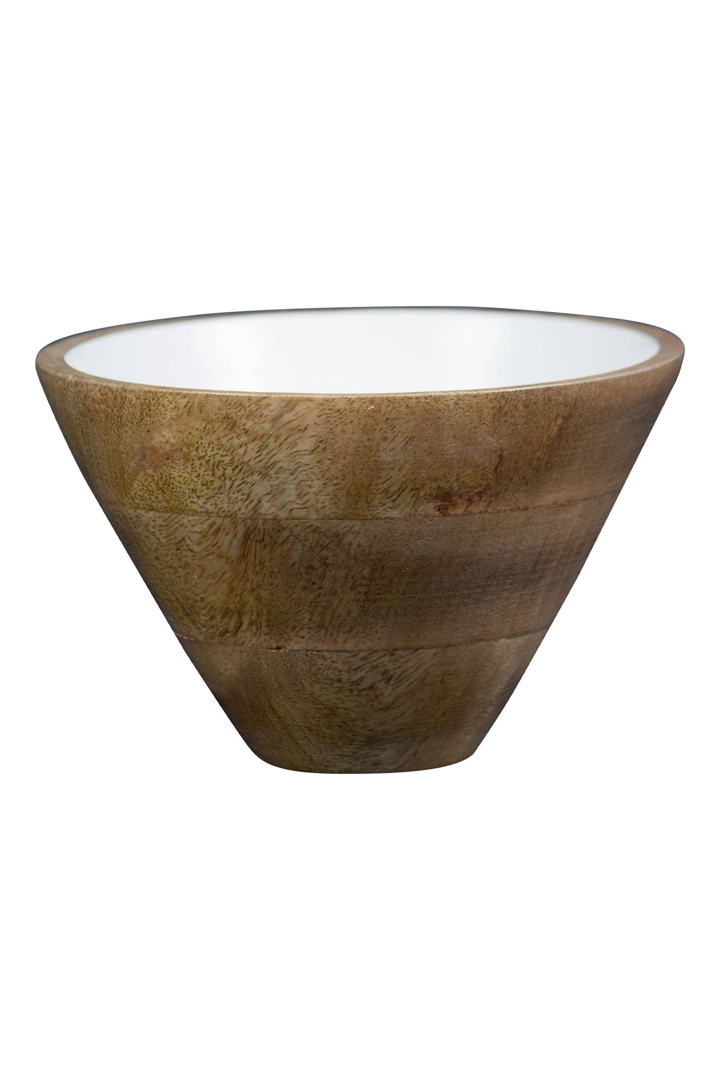 Mabel White Enamel Interior Natural Wood Serving Dip Bowl