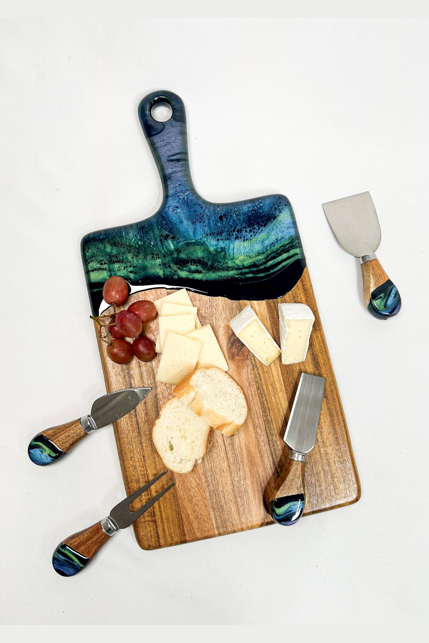 Resin Coated Cheese Knife Set - Set of 4 - Northern Lights