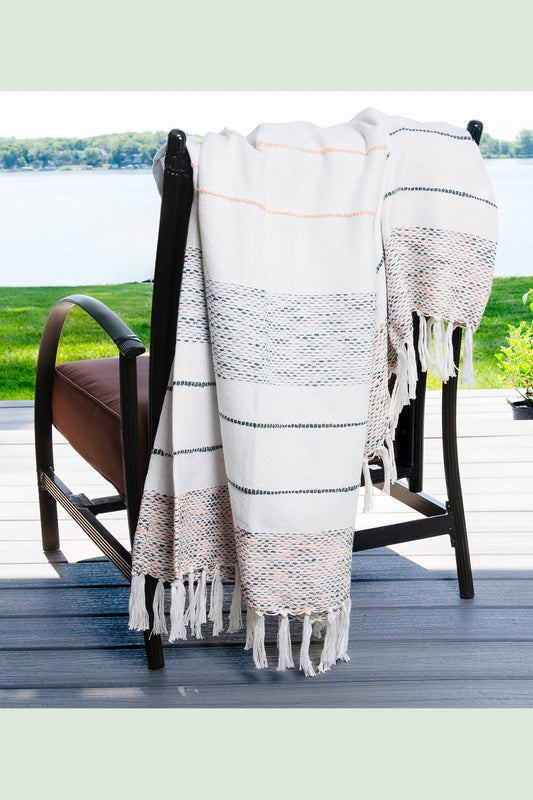 Tylanne 50x70" Indoor/Outdoor Recycled Woven Throw Blanket: Sage