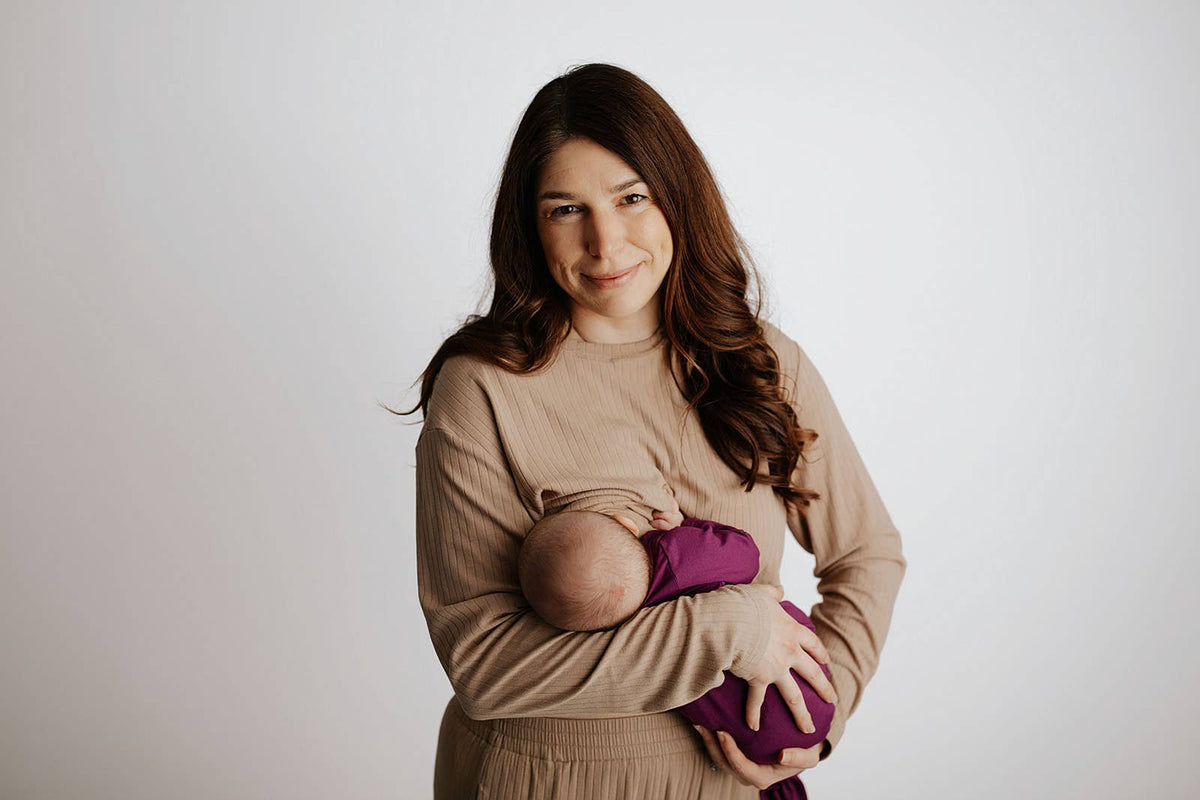 Plum Purple Knotted Newborn Baby Gown : Plum Gown With Bow