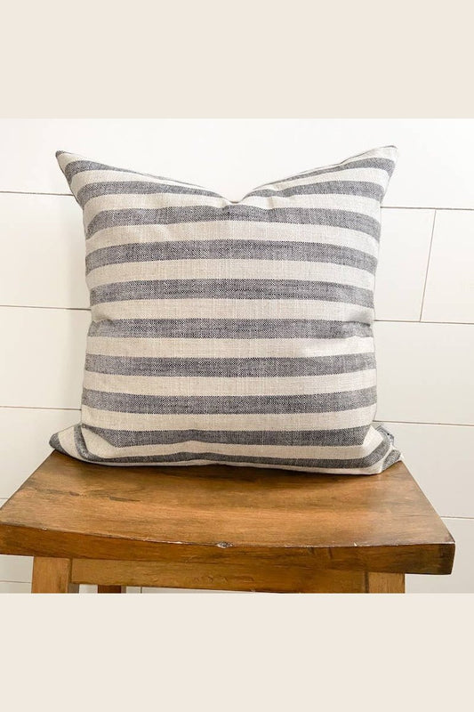 Charcoal stripe woven pillow cover 18x18 inch