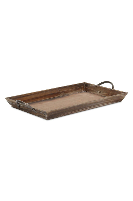 Magnolia Tapered Wood Tray & Metal Handles
