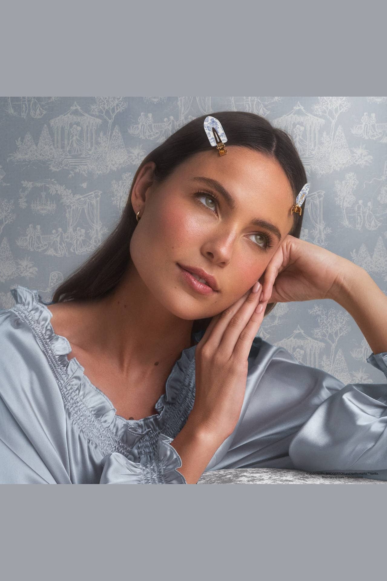 Bridgerton x Kitsch Creaseless Clips in Toile in Bloom