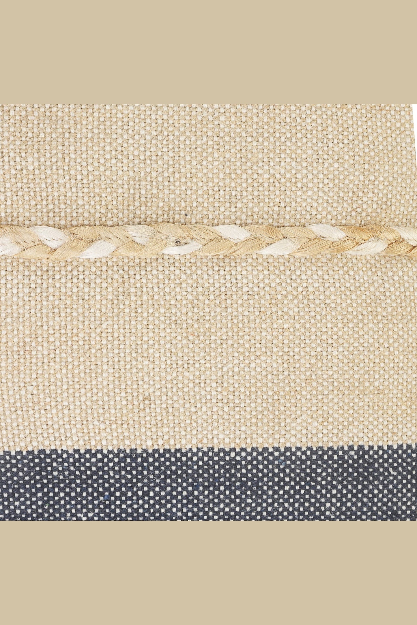 Atlantis Denim Blue and Taupe Throw Pillow with Jute: 20" x 20" / Poly Filled