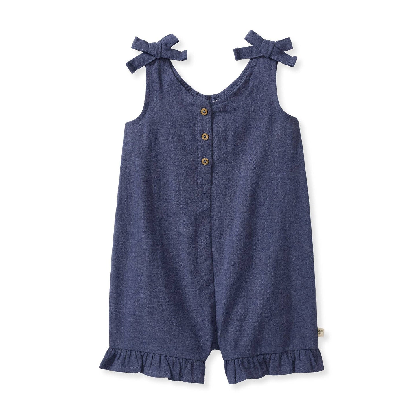 Check Gauze Blue Girl Romper - Blue Smoke: 6-9M
