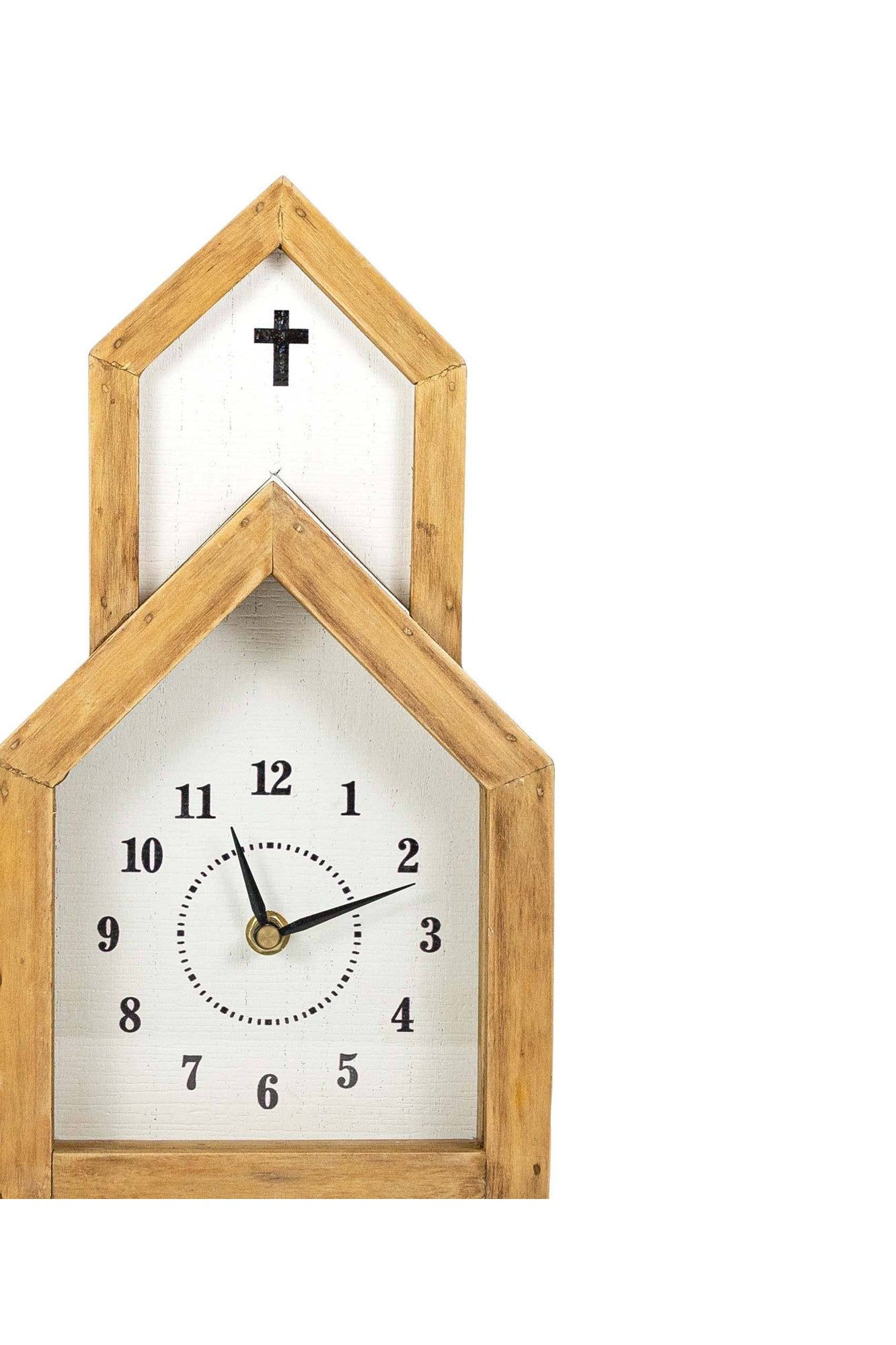 Mel Church Tabletop Clock Wood with Steeple