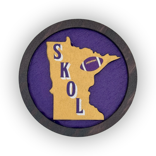 Minnesota SKOL Football 3 Layer Wood Magnet 