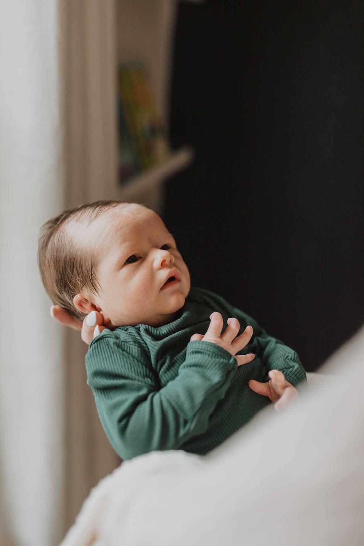 Forest Green Ribbed Knotted Newborn Baby Gown Sleepwear: Gown