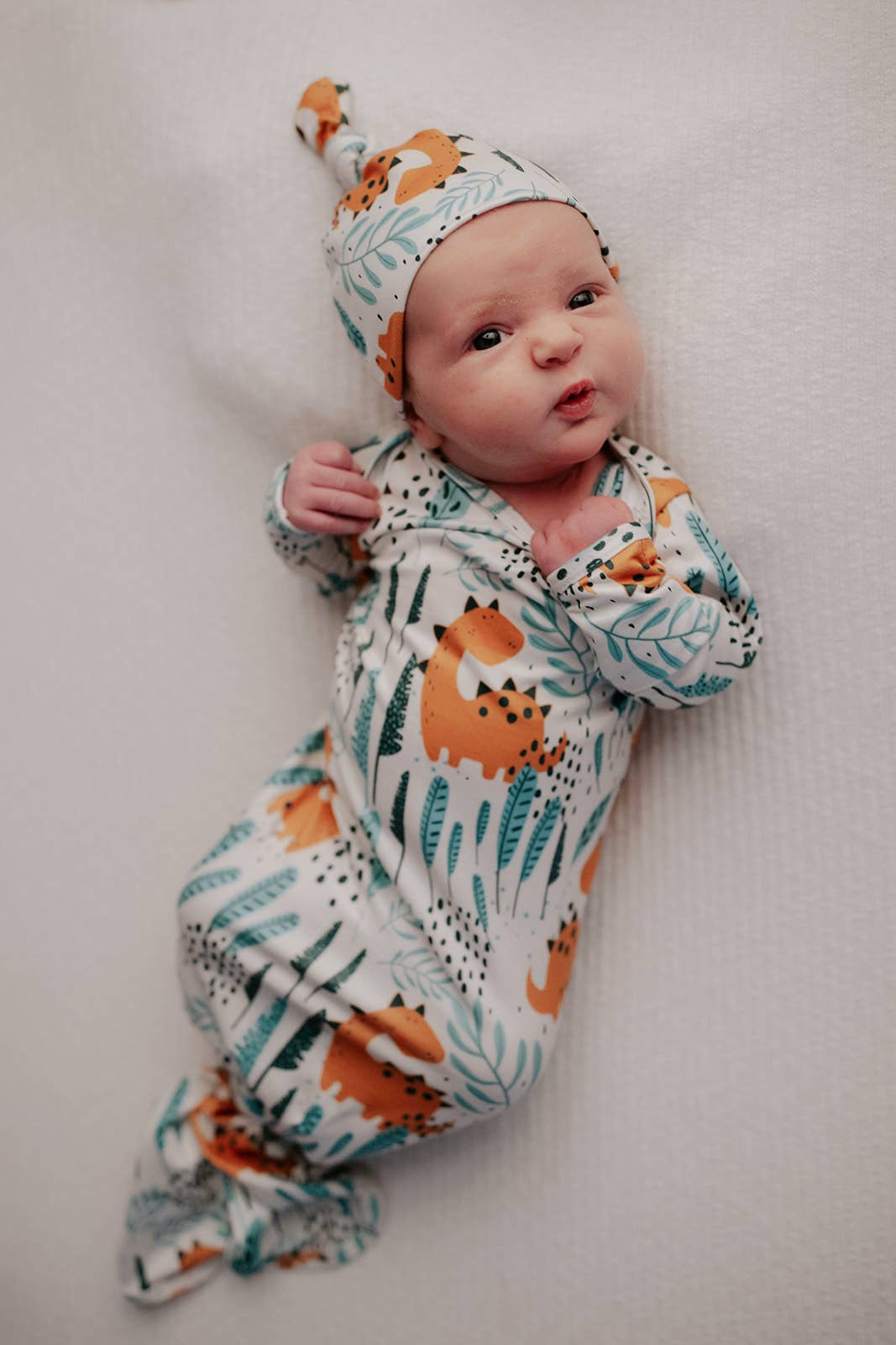 Dinosaur Animal Print Zoo Knotted Gown: Gown & Hat