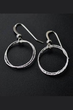 Silver Circle Diamond Cut Earrings