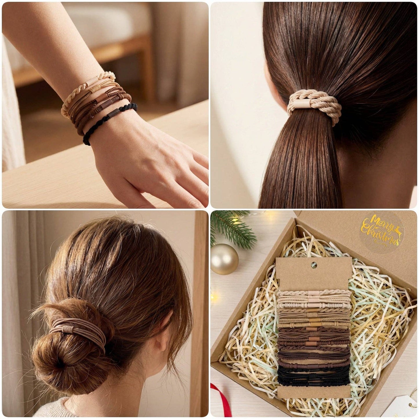 Wrapables Boho Hair Tie Bracelets: Neutral