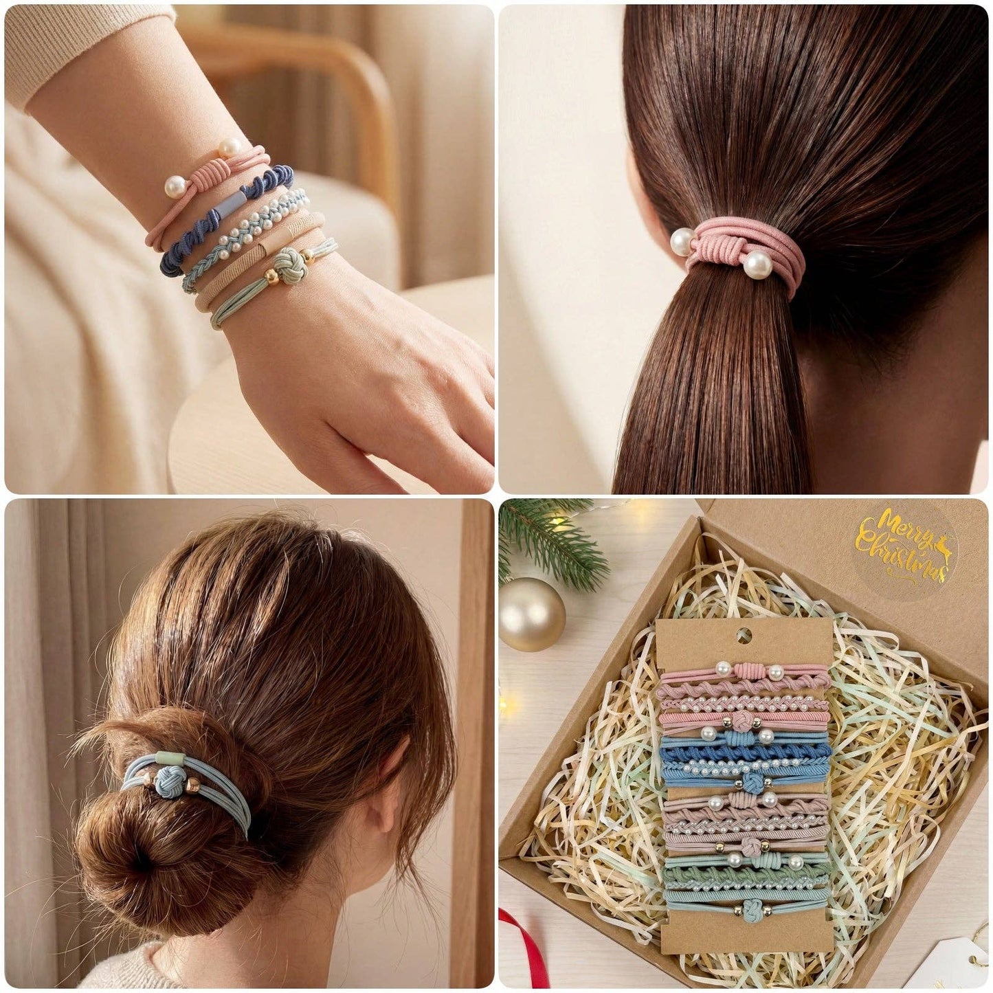 Wrapables Boho Hair Tie Bracelets: Neutral