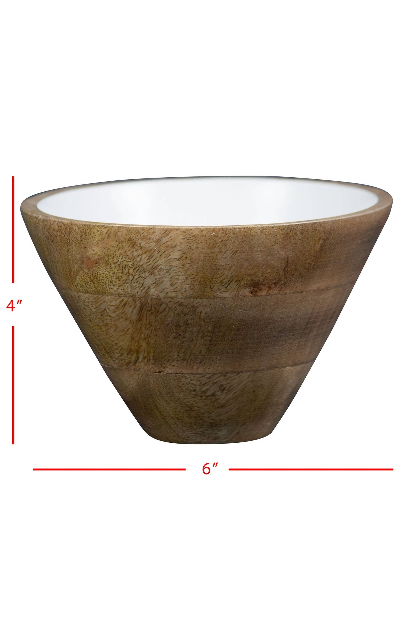 Mabel White Enamel Interior Natural Wood Serving Dip Bowl