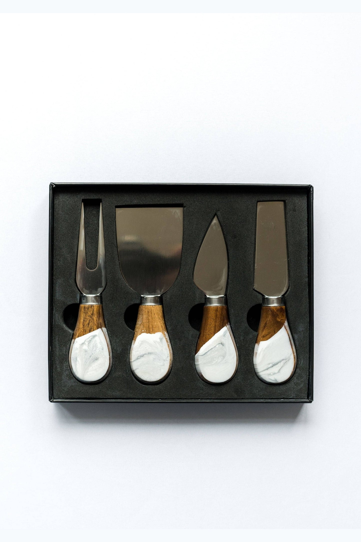 Resin Coated Cheese Knife Set - Set of 4 - Gold Quartz