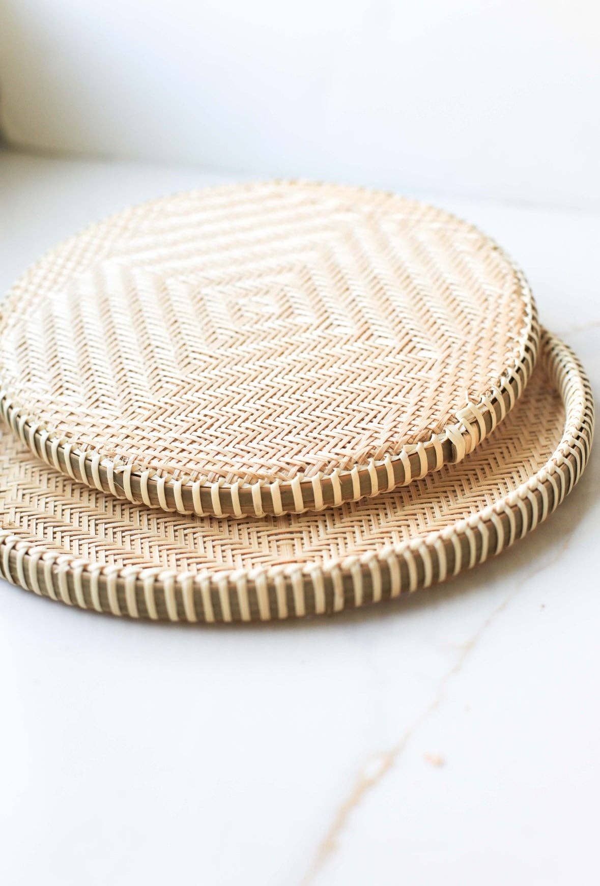 Small Bamboo Woven Round Tray
