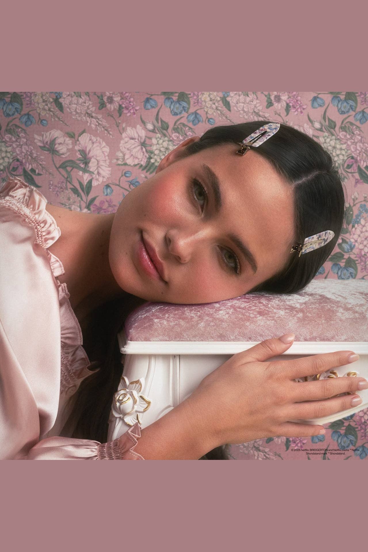Bridgerton x Kitsch Creaseless Clips in Toile in Bloom