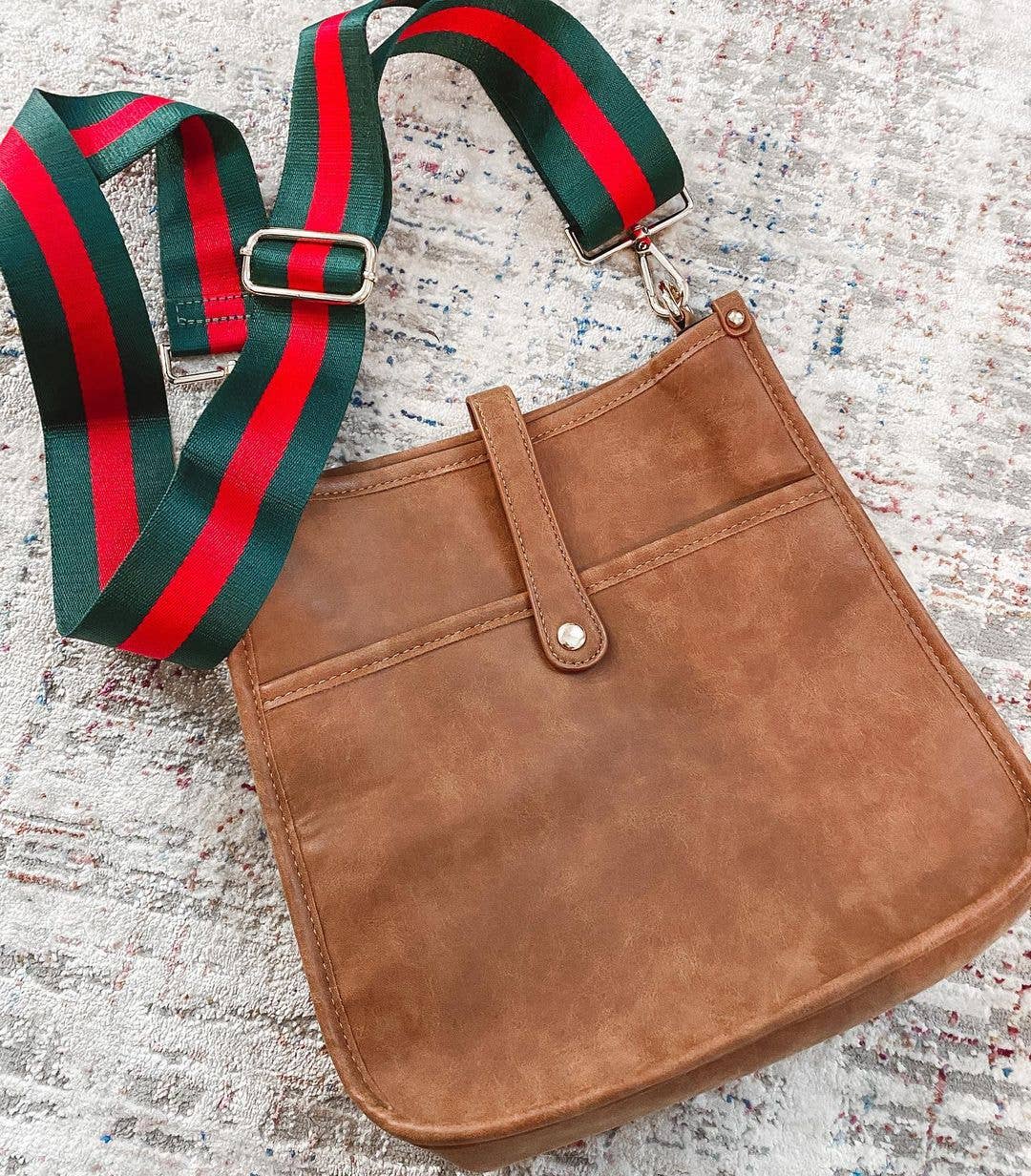 Emmy Courier | Brown/Berry Stripe Strap