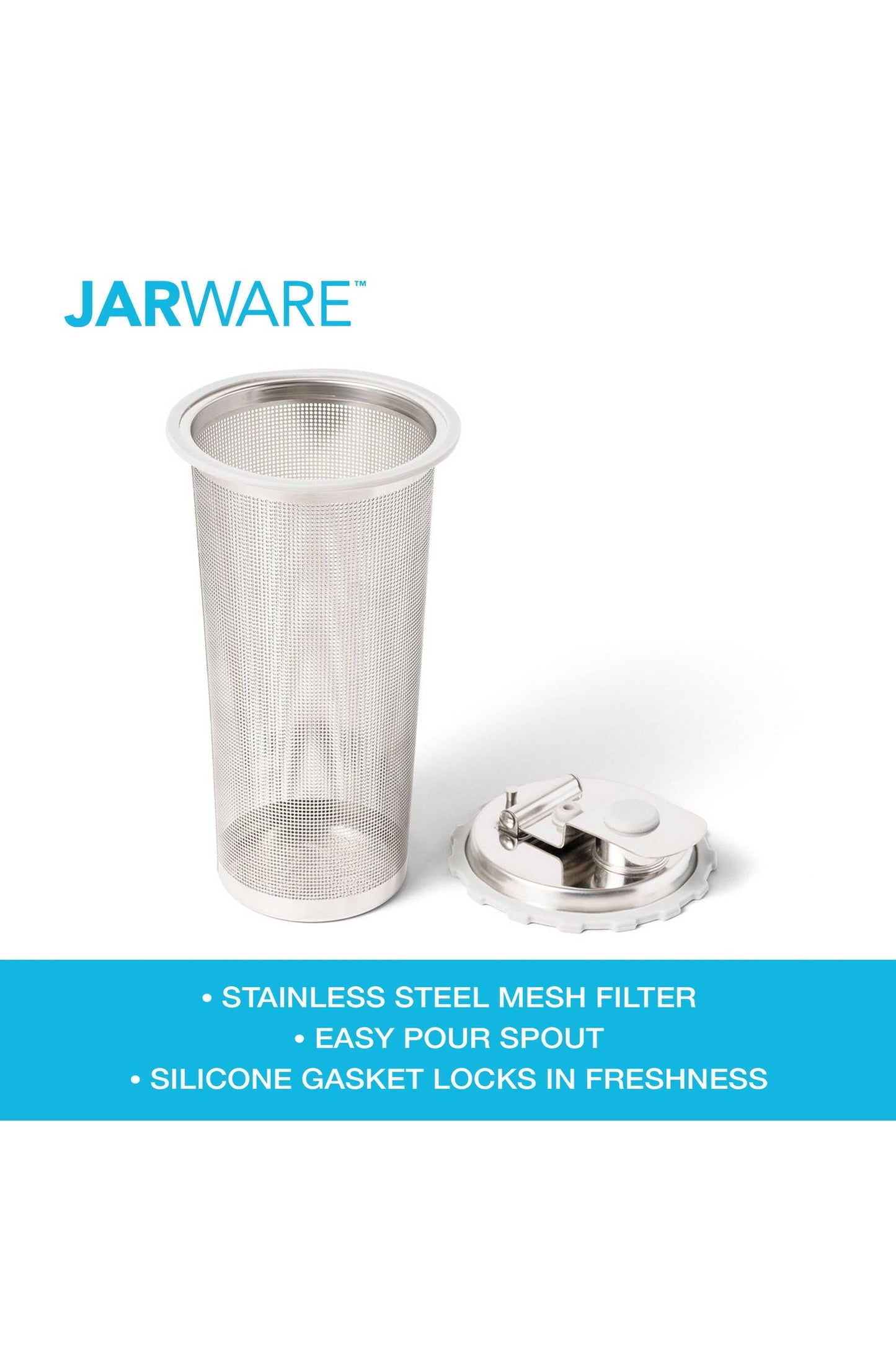 Jarware Cold Brew Tea Infuser for Wide Mouth Mason Jar