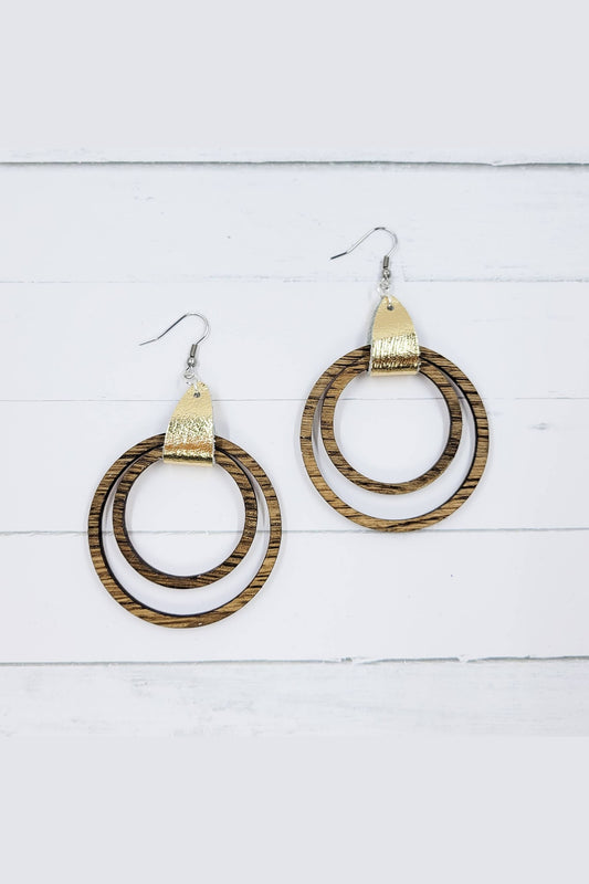 Large Walnut Stained Wooden Hoop Earrings