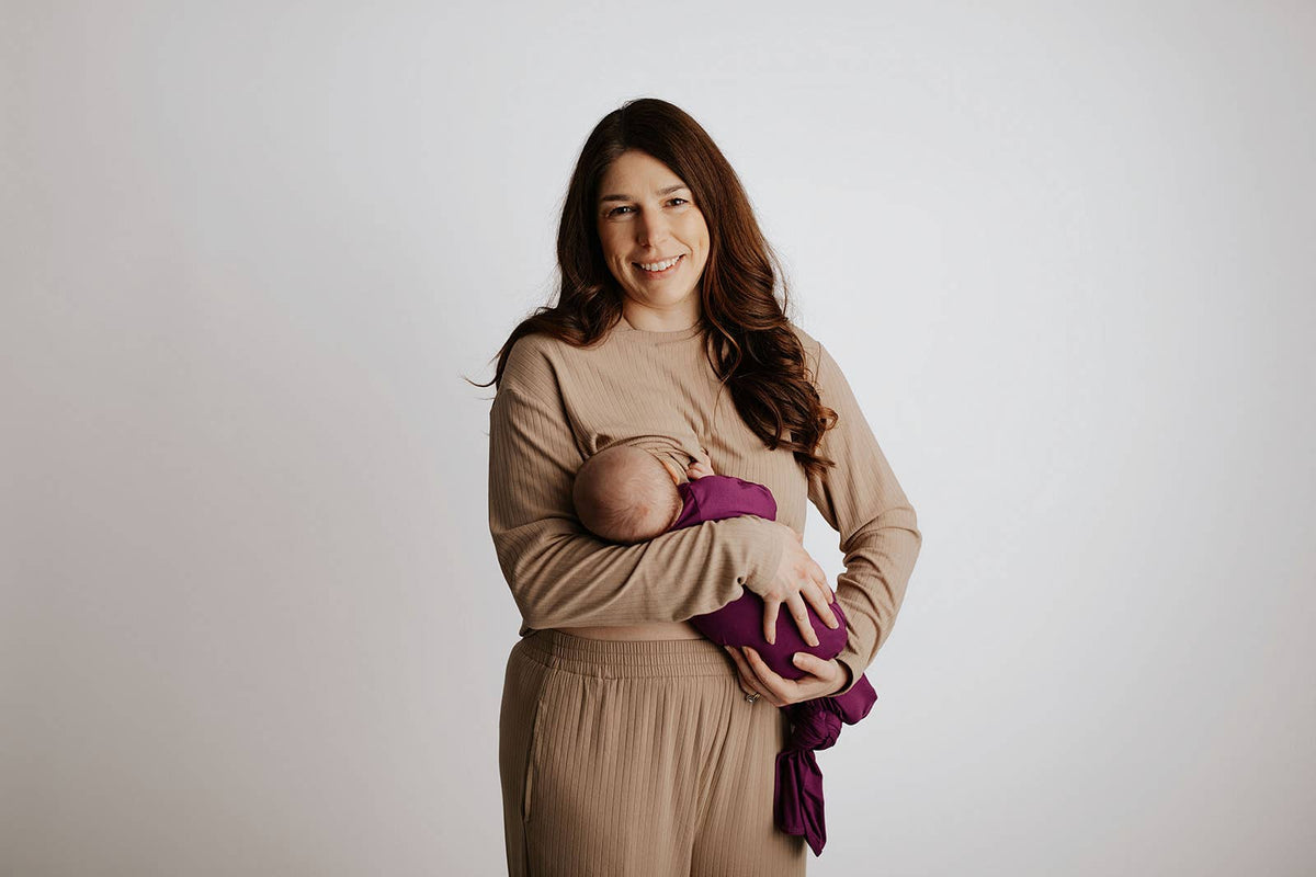 Plum Purple Knotted Newborn Baby Gown : Plum Gown With Bow
