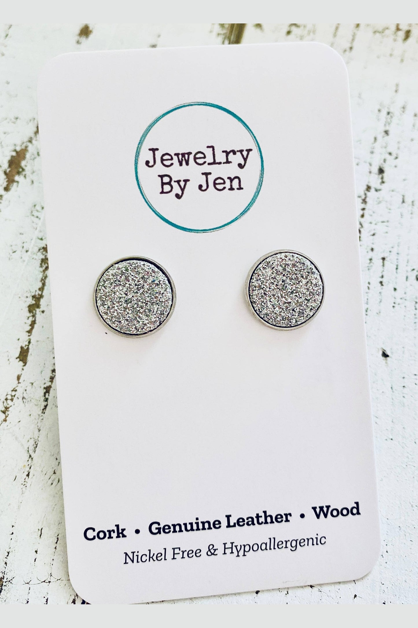 Fine Glitter Silver Stud Earrings
