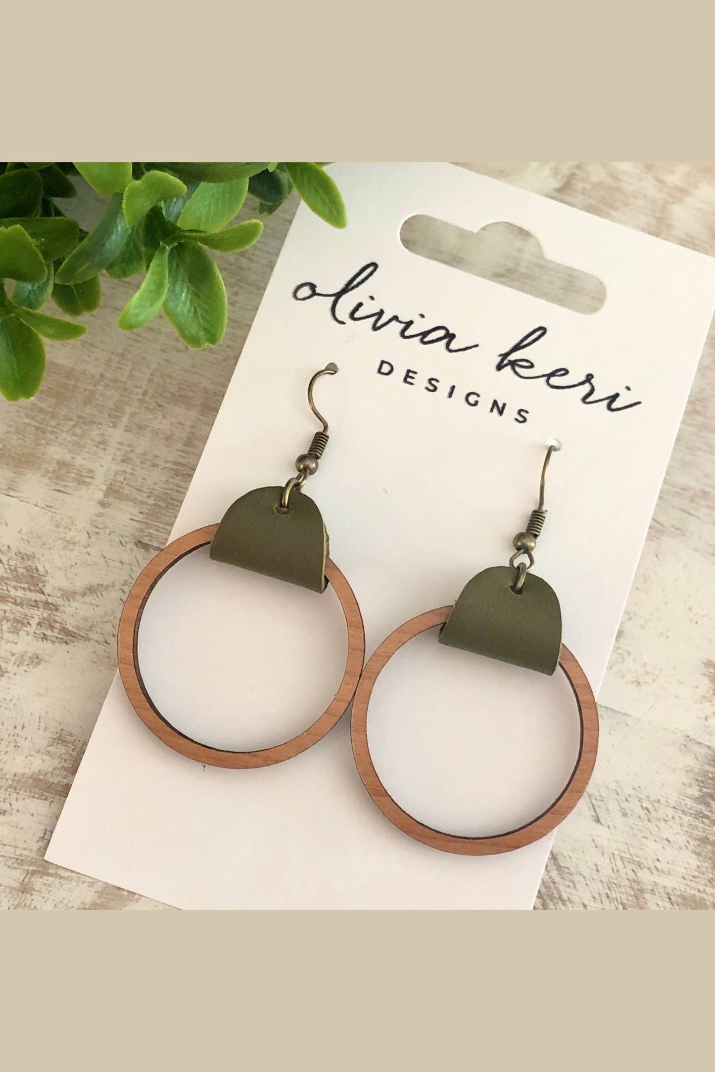 Olive Wood Hoops Earrings