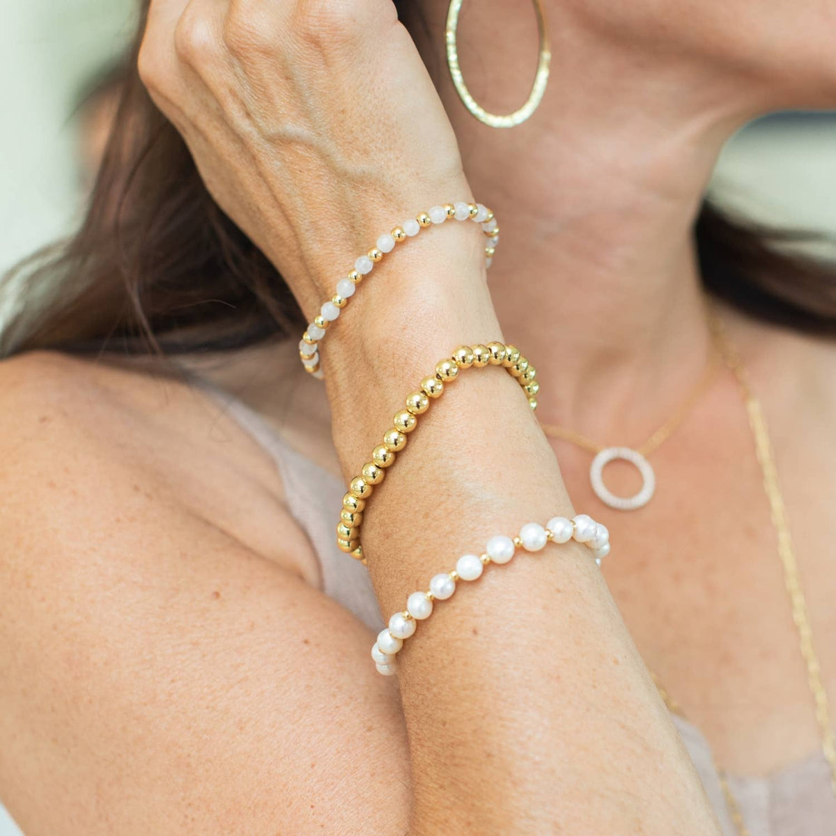 Stretch Stone & Bead Bracelets - Assorted