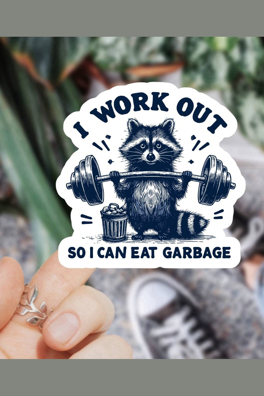 I Work Out Raccoon Sticker