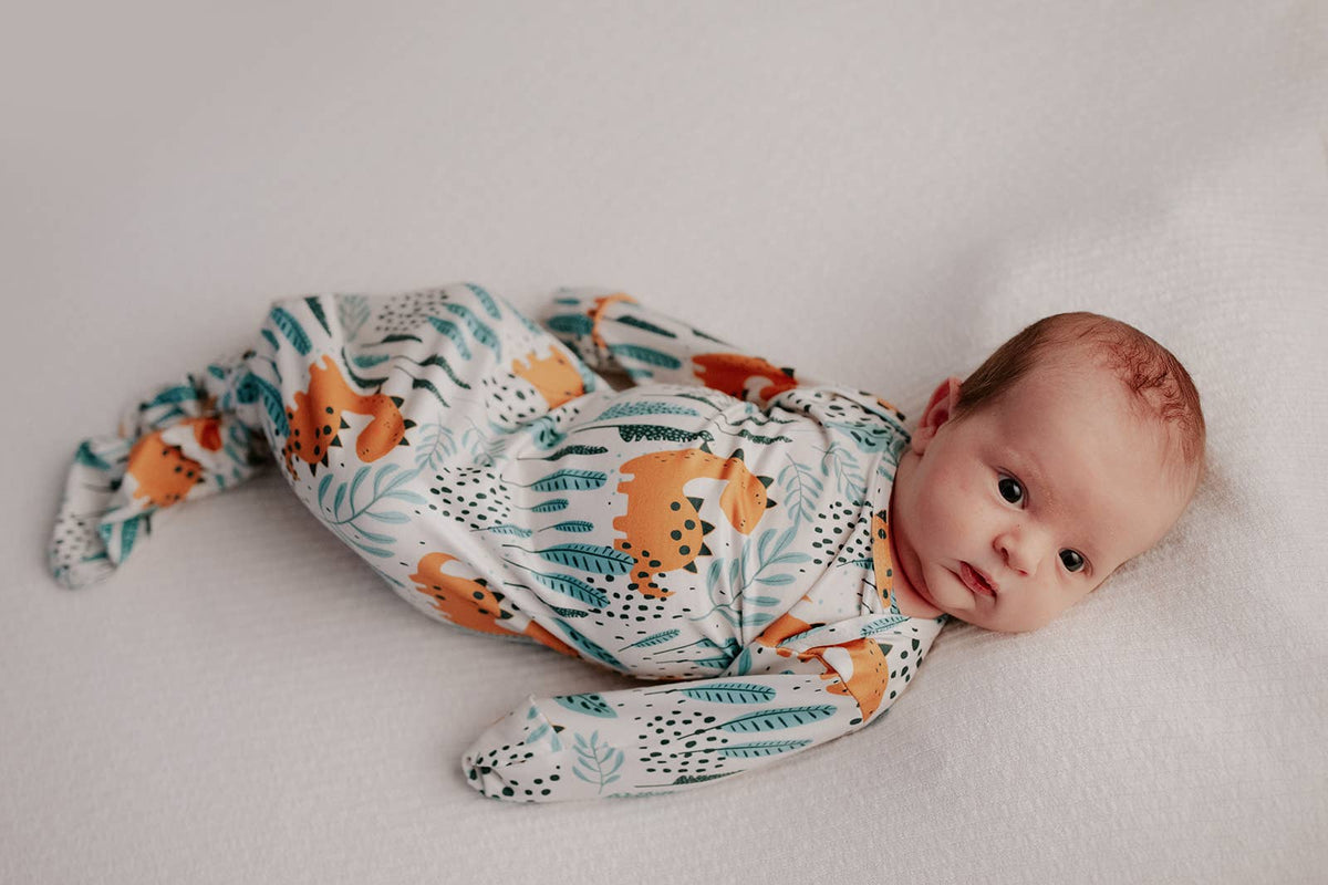 Dinosaur Animal Print Zoo Knotted Gown: Gown & Hat