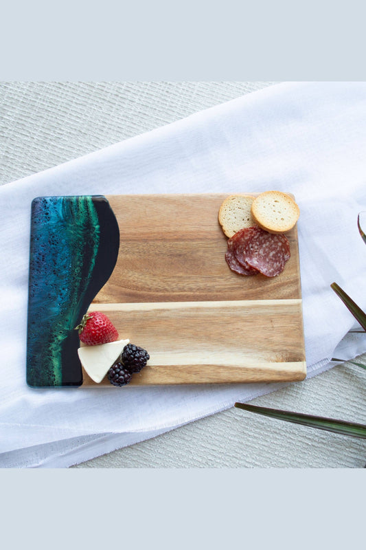 Wood Resin Date Night Cheese Charcuterie Board - Northern Lights