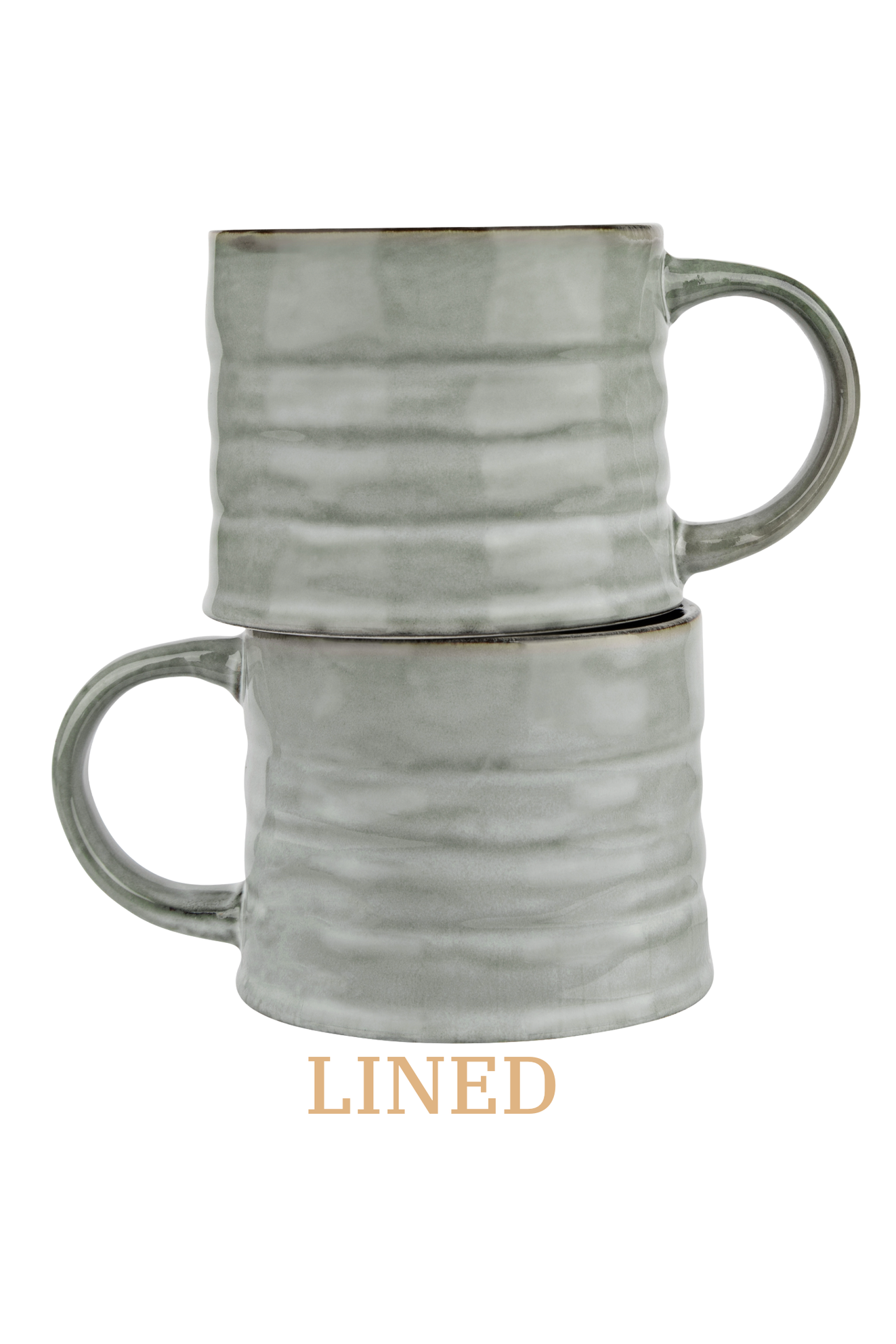 Lined Stoneware Kook Java Coffee Mugs