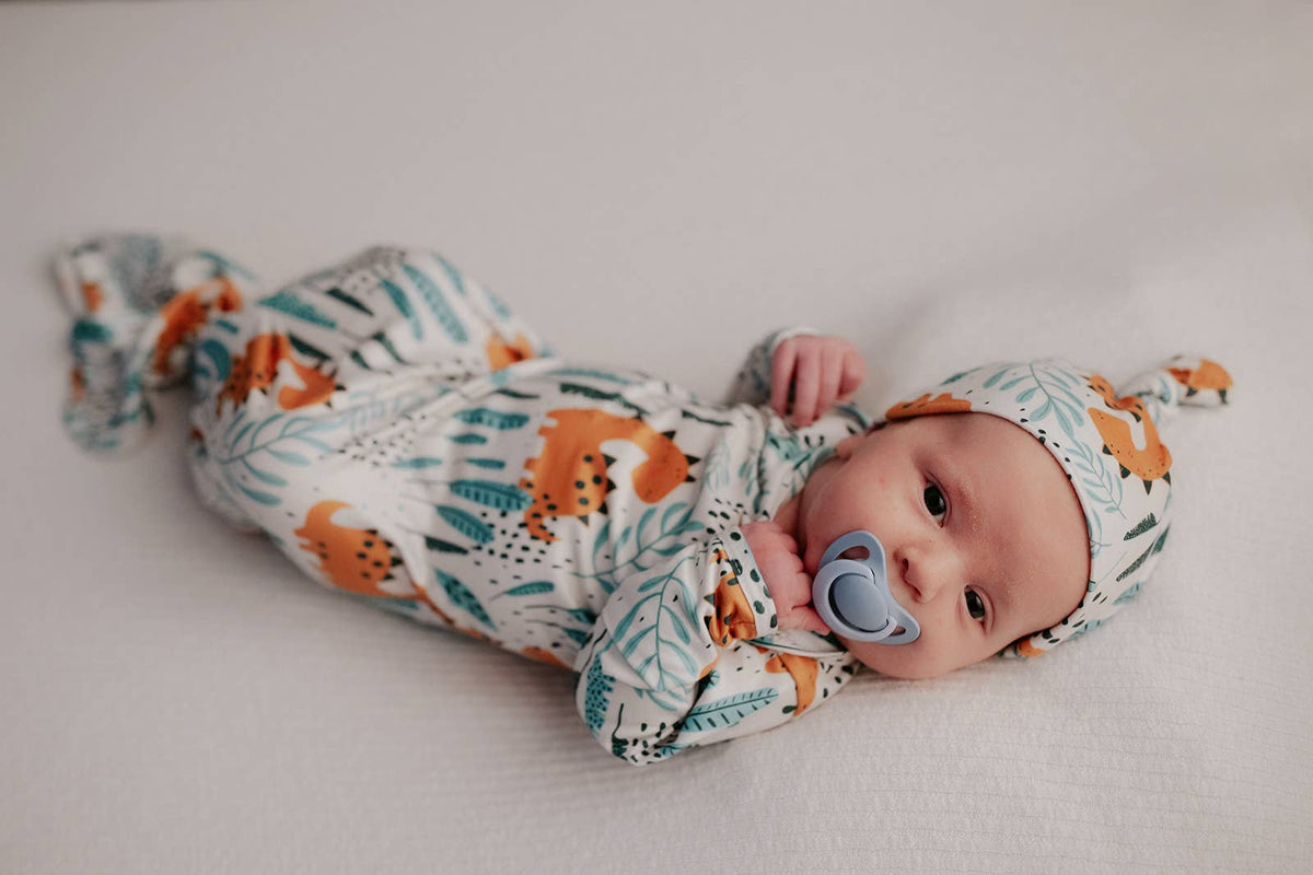 Dinosaur Animal Print Zoo Knotted Gown: Gown & Hat