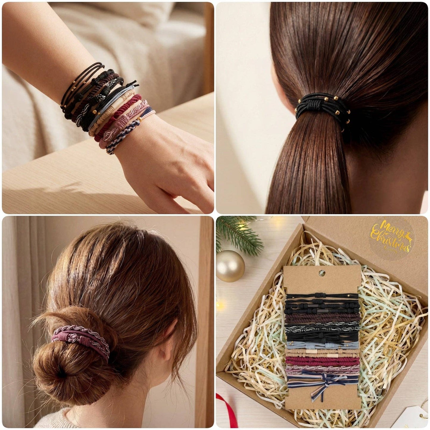 Wrapables Boho Hair Tie Bracelets: Neutral