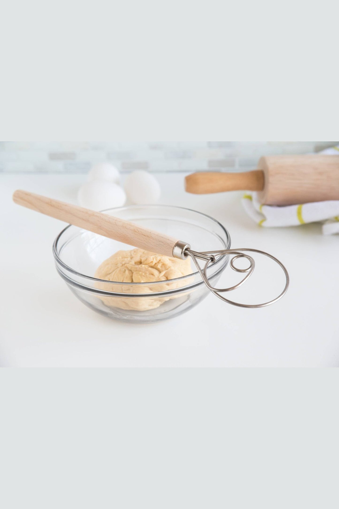 Fox Run Danish Dough Whisk, Stainless Steel and Wood, 12"