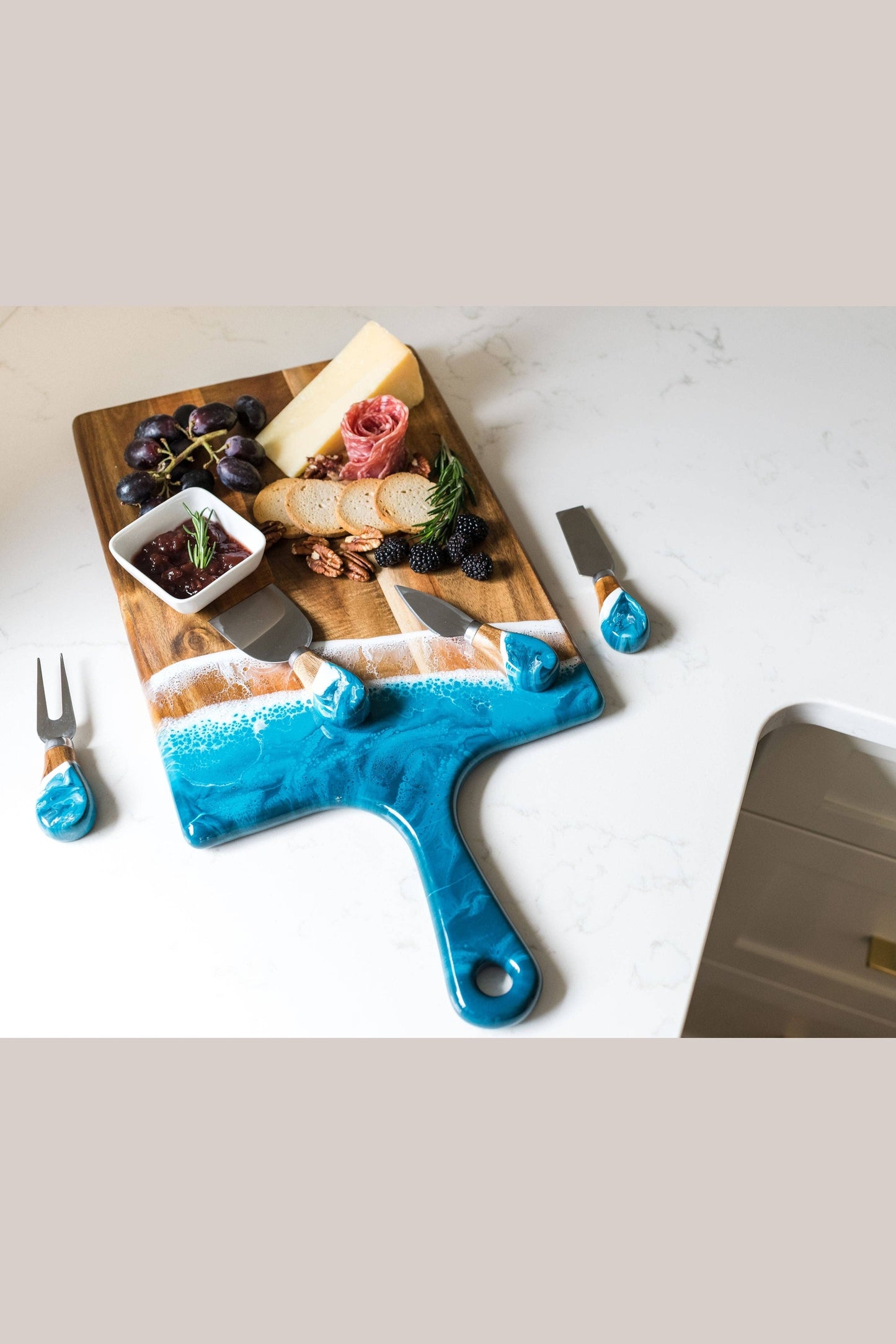 Resin Coated Cheese Knife Set - Set of 4 - Northern Lights