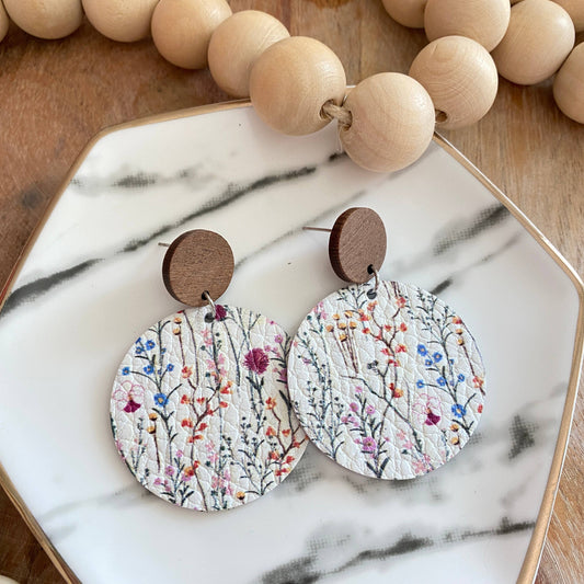 Wood Stud Earring: Delicate Wildflower