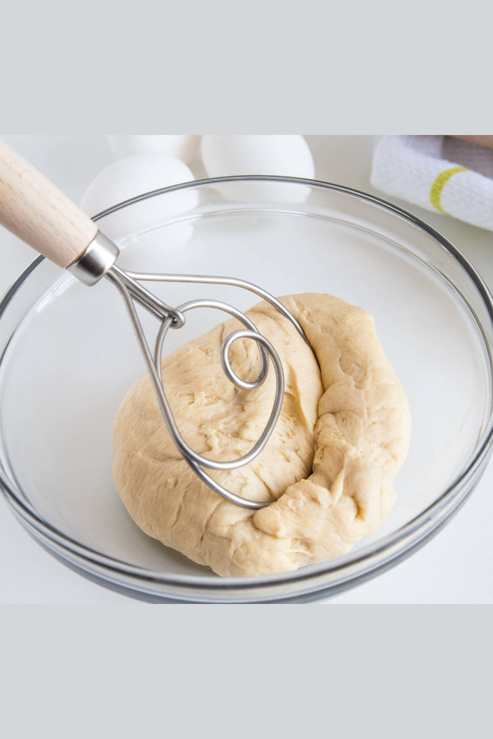 Fox Run Danish Dough Whisk, Stainless Steel and Wood, 12"