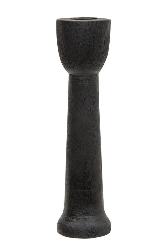 Brushed Black Wood Taper Holder, 10"