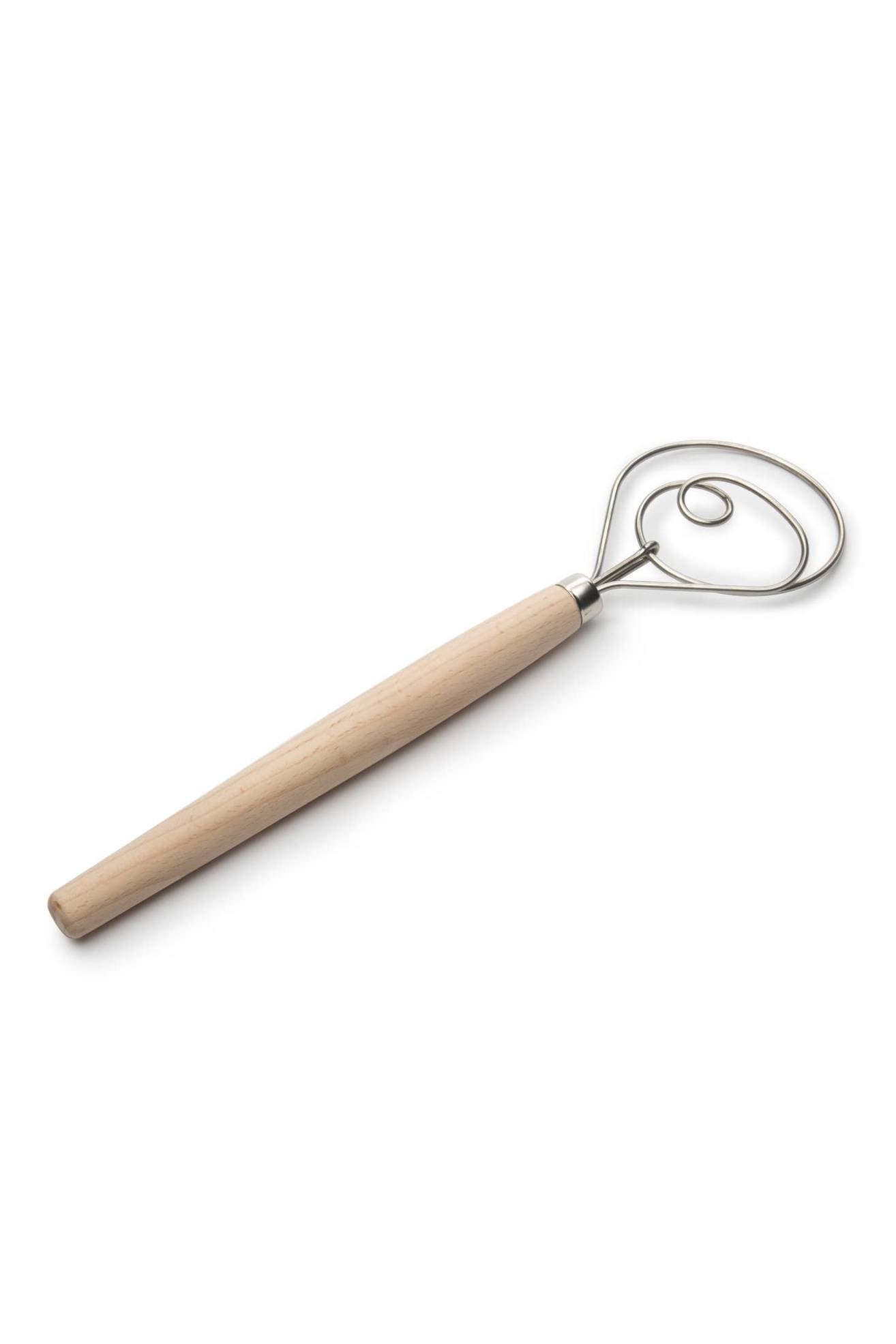 Fox Run Danish Dough Whisk, Stainless Steel and Wood, 12"