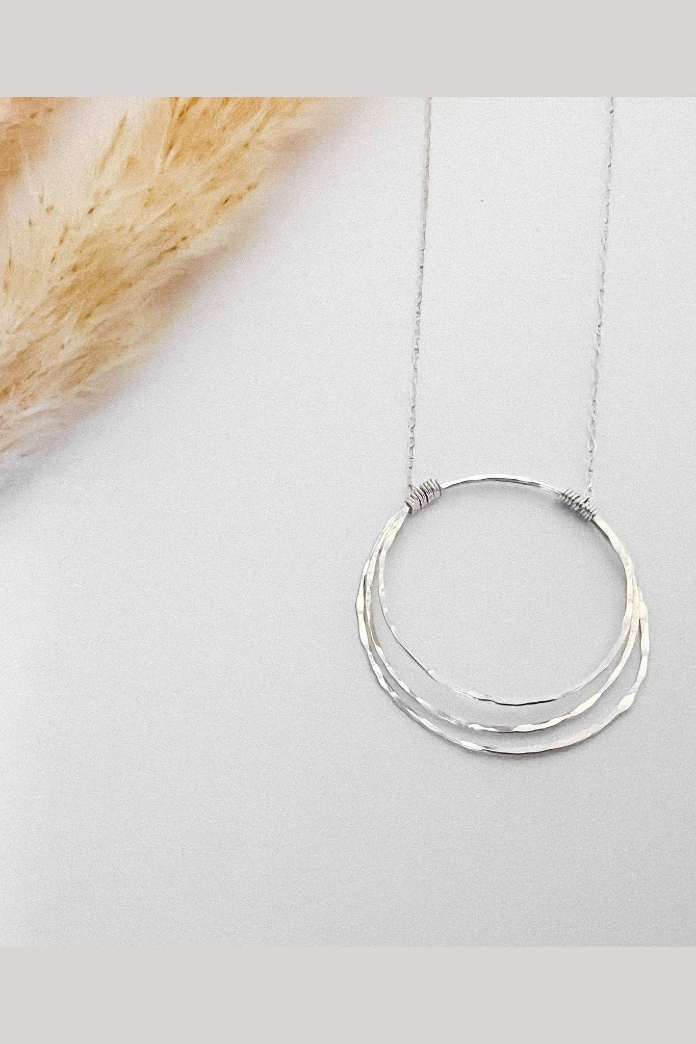 Triple Hammered Circle Necklace