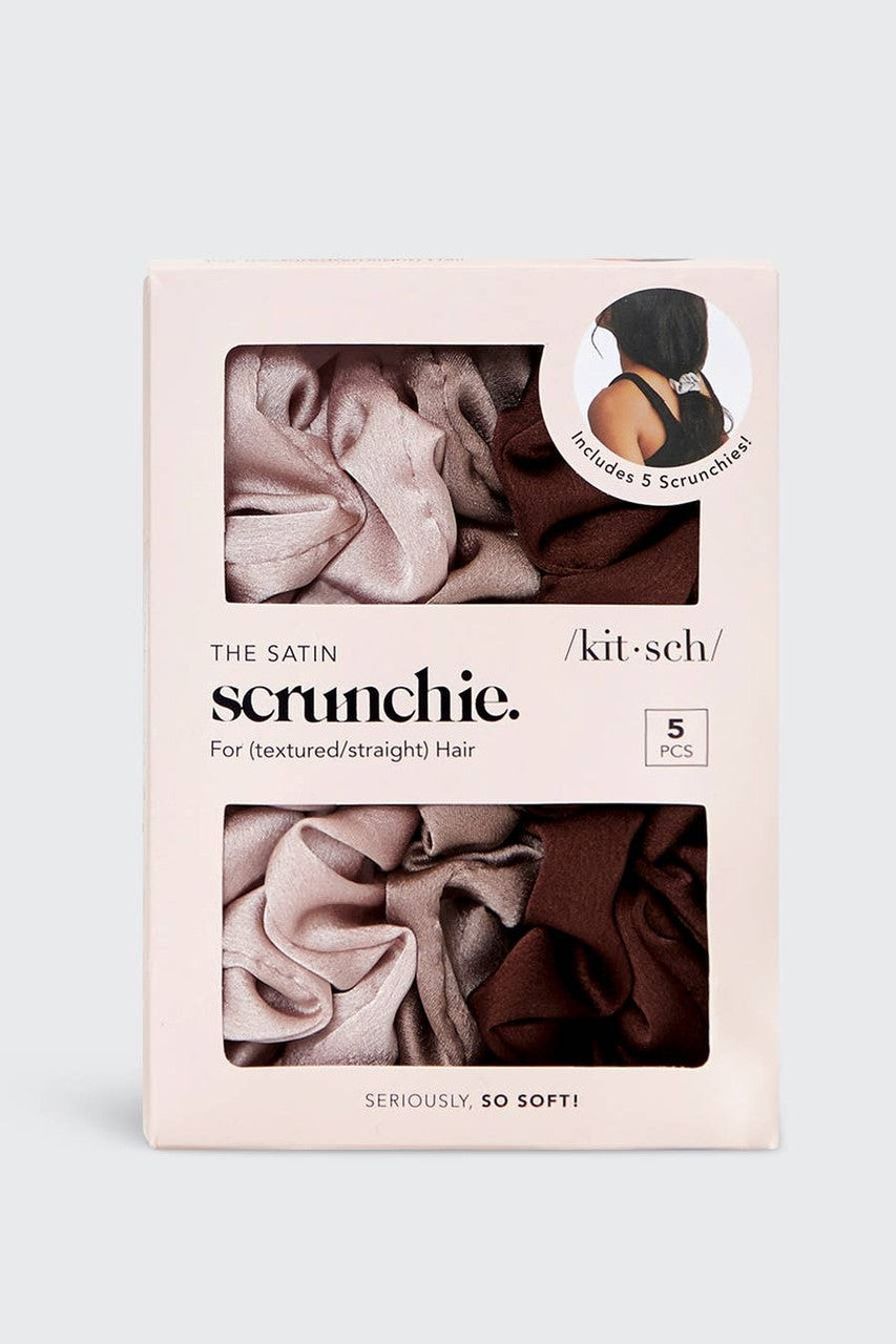 Satin Sleep Scrunchies 5pc- Cameo
