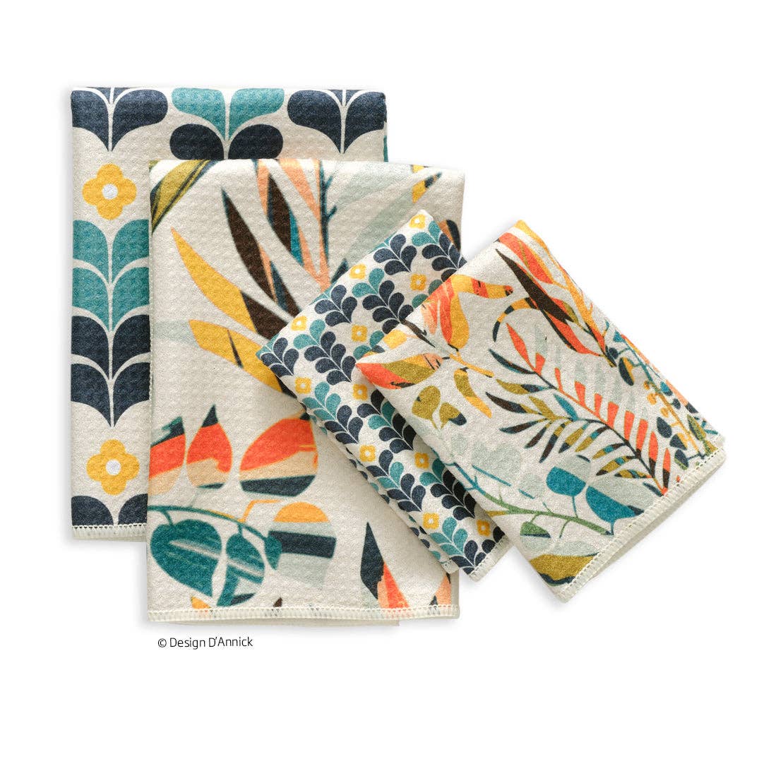 Colorful Leaves All Purpose Microfiber Towels - Set of 4