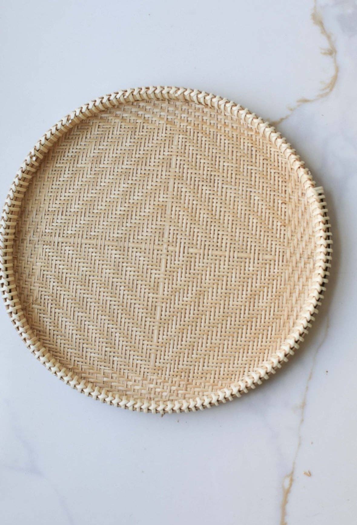 Small Bamboo Woven Round Tray