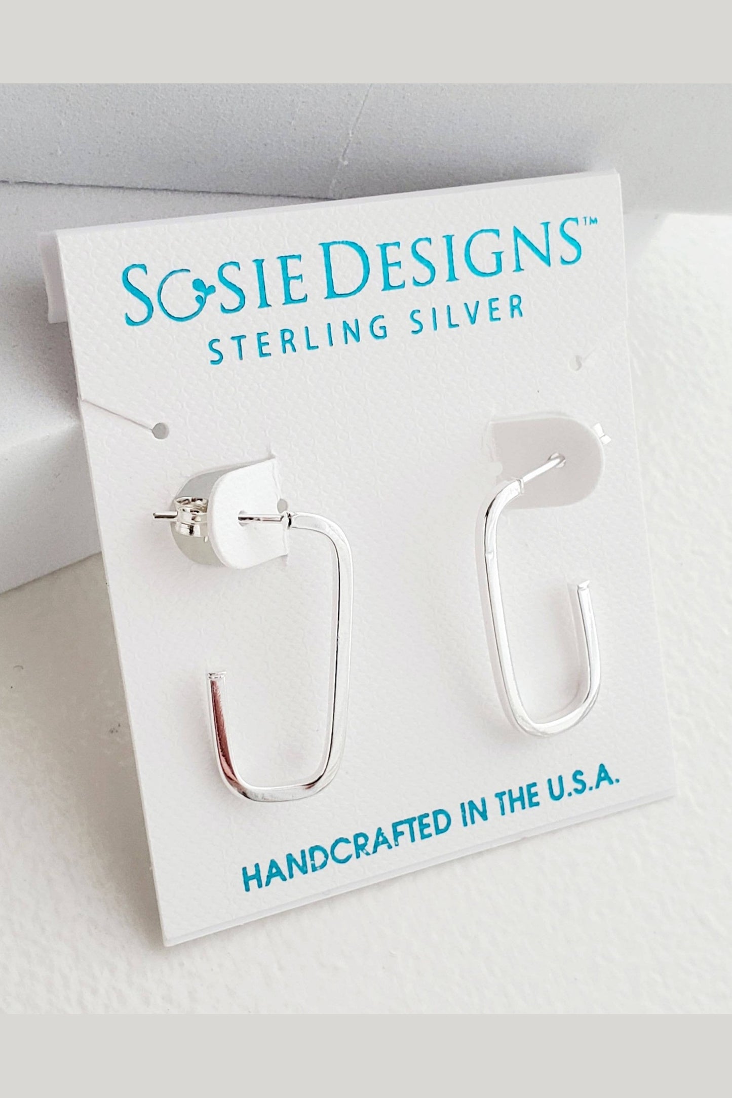 Silver Oval Hoop Studs
